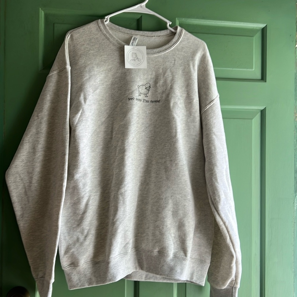 Christen “But now I am found” sweatshirt Gray large NWT